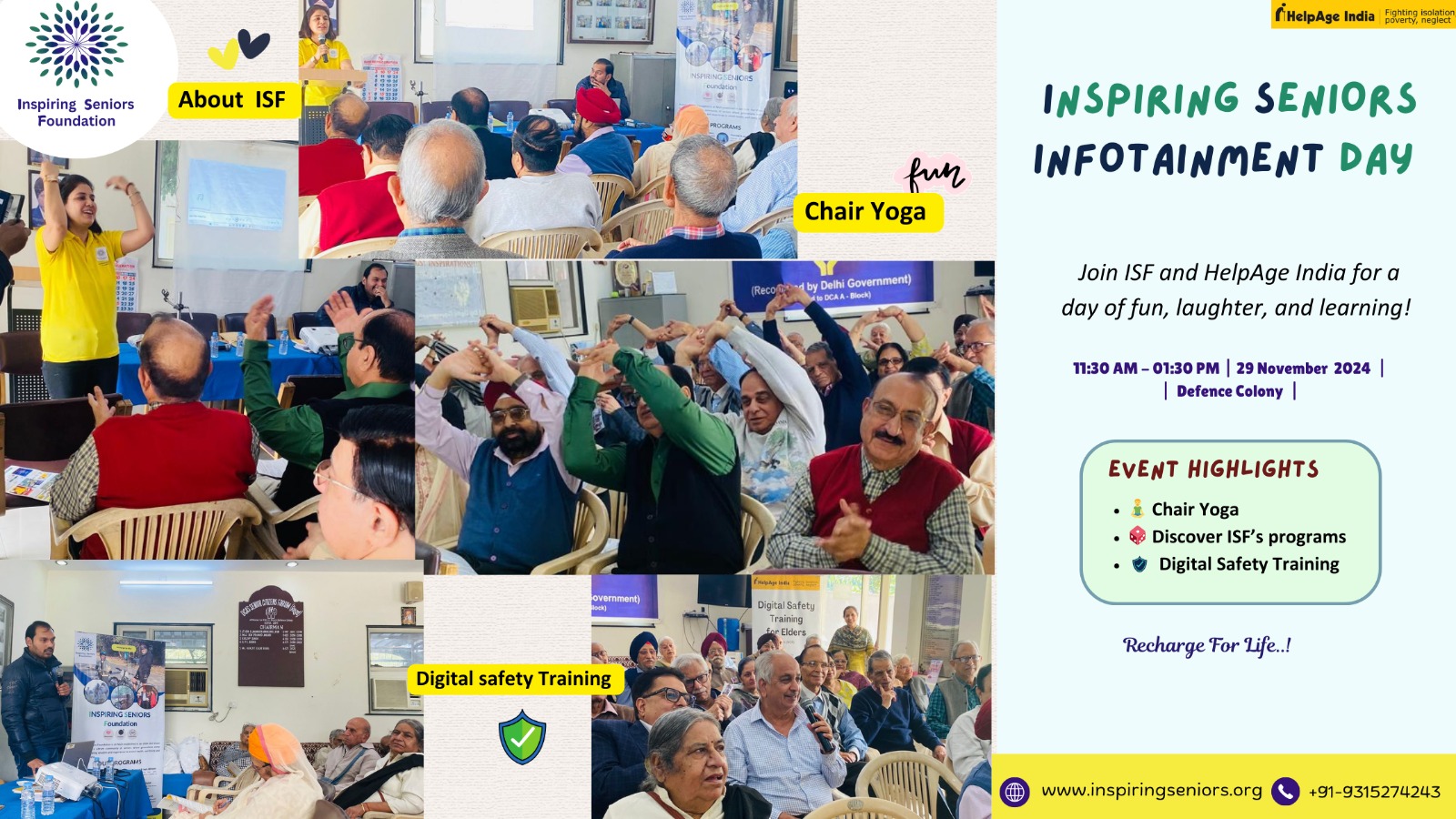  🌟 Inspiring Seniors Foundation Infotainment Day at Defence Colony! 🌟